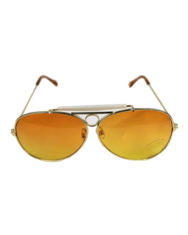 Gold steel rim yellow lens polarised sunglasses - Pollylop Swimwear