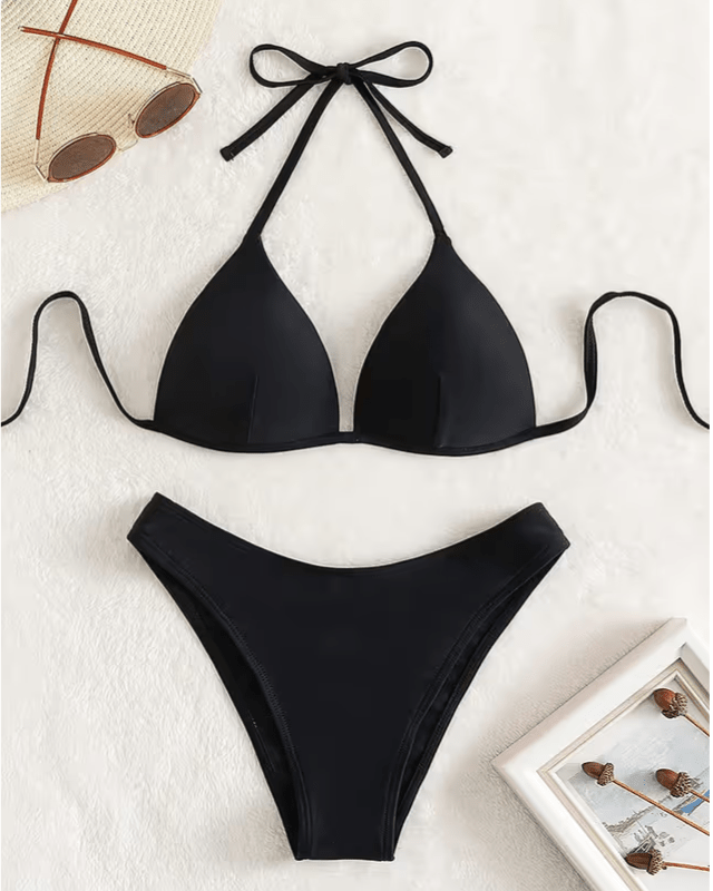 Gorglitter black 2 piece bikini - Large - Pollylop Swimwear