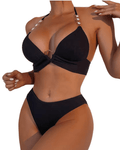 Gorglitter black bikini rhinestone chain halter neck - Medium - Pollylop Swimwear