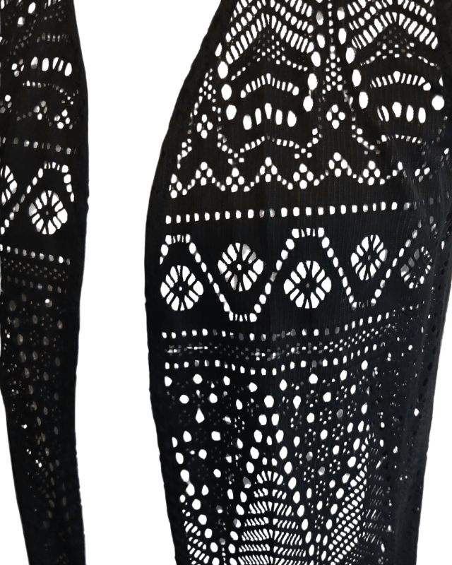 GORGLITTER black crochet western fringe cover - up - Pollylop Swimwear