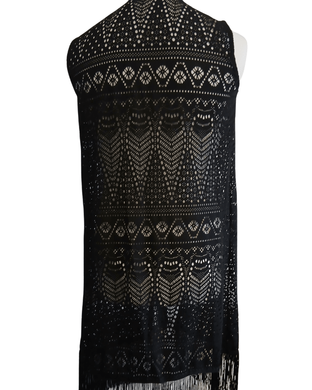 GORGLITTER black crochet western fringe cover - up - Pollylop Swimwear