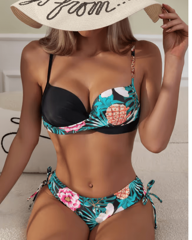 GORGLITTER floral tie side bikini - Medium - Pollylop Swimwear