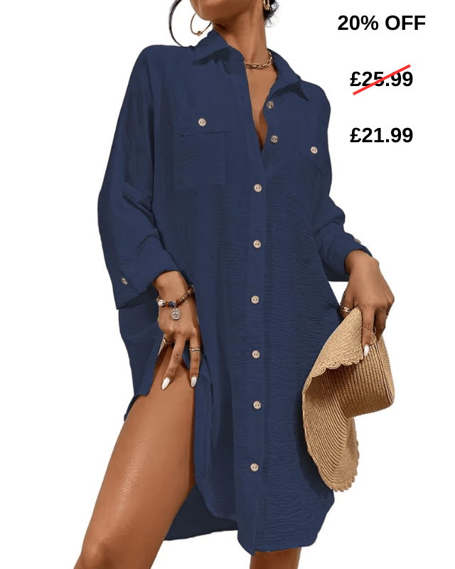 GURU swim cover - up navy dress - Medium - Pollylop Swimwear