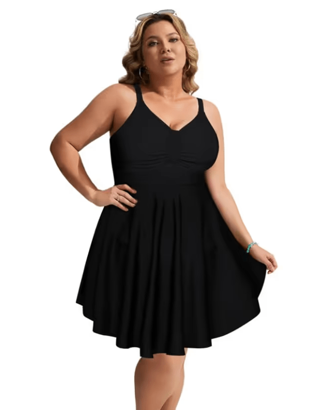 HANNA NIKOLE black swimdress - 3XL (22W) - Pollylop Swimwear