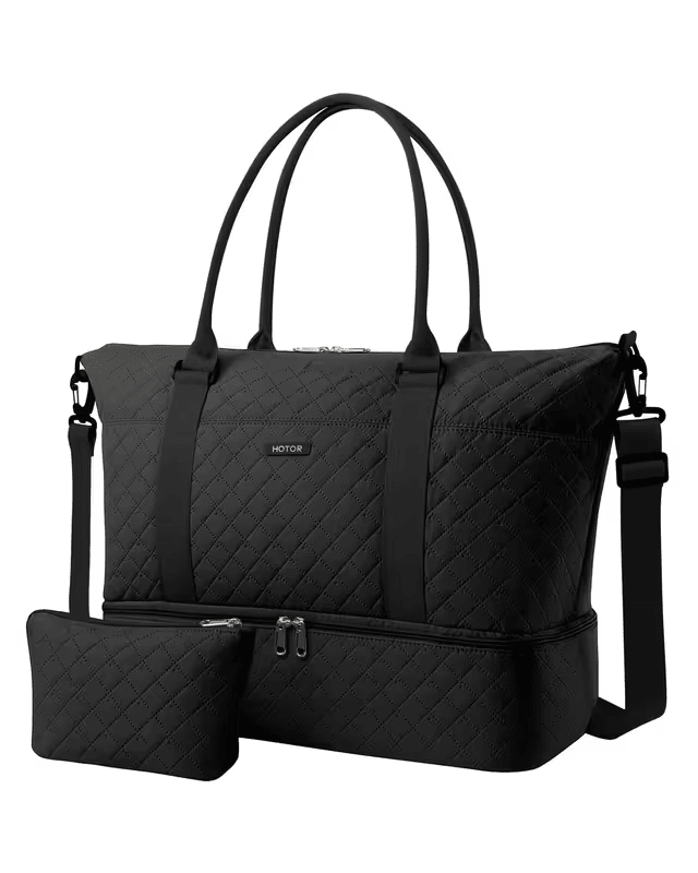 HOTOR black shoe compartment holdall with toiletry bag - Pollylop Swimwear