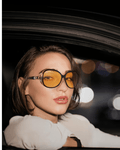 Oversized vintage style polarised sunglasses yellow lense - Pollylop Swimwear