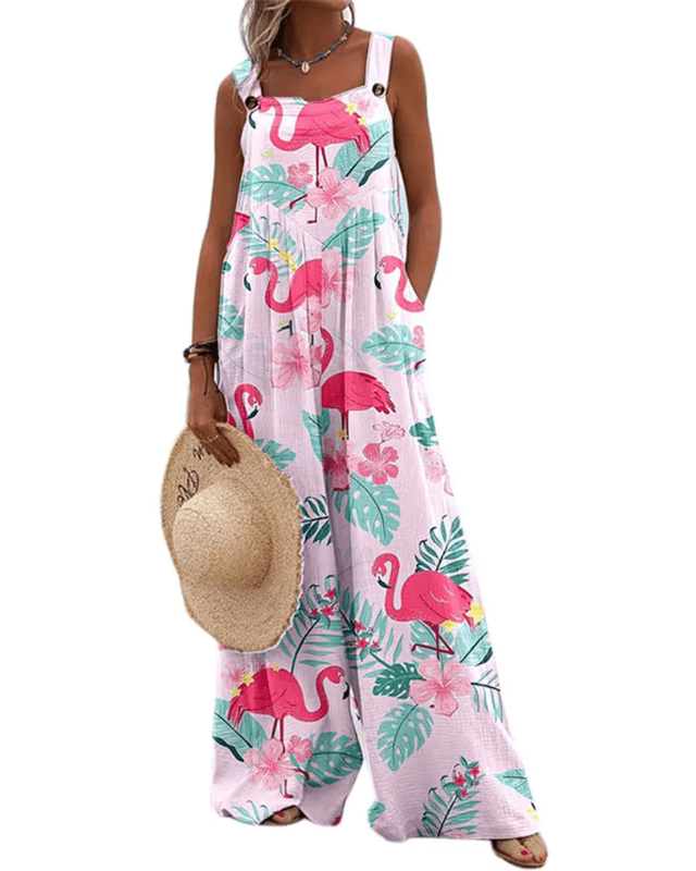 PADOLA summer jumpsuit wide leg dungarees - Flamingo - Pollylop Swimwear