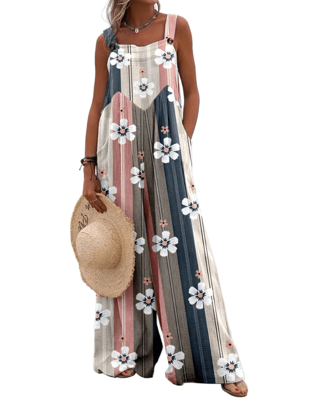 PADOLA summer jumpsuit wide leg dungarees - Floral - Pollylop Swimwear