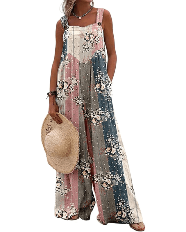 PADOLA summer jumpsuit wide leg dungarees - Pink - Pollylop Swimwear