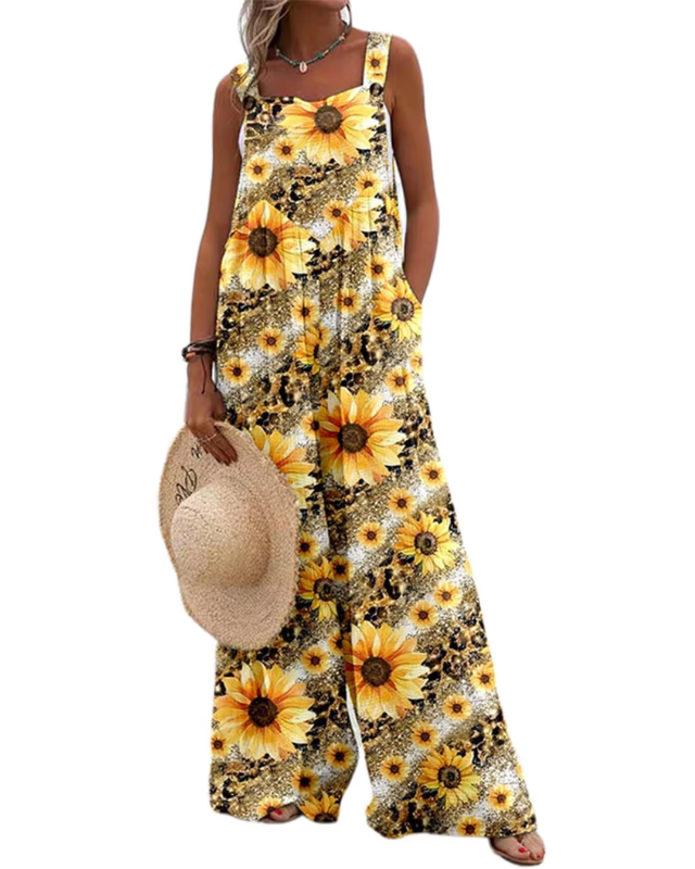 PADOLA summer jumpsuit wide leg dungarees - Sunflower - Pollylop Swimwear
