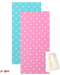 POLLYLOP L polka dot beach towel 2 pack 71x152cm - Blue/Pink - Pollylop Swimwear