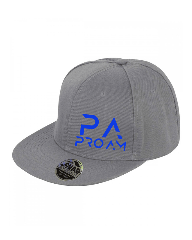 PRO - AM grey flat brim snapback cap - BLUE - Pollylop Swimwear