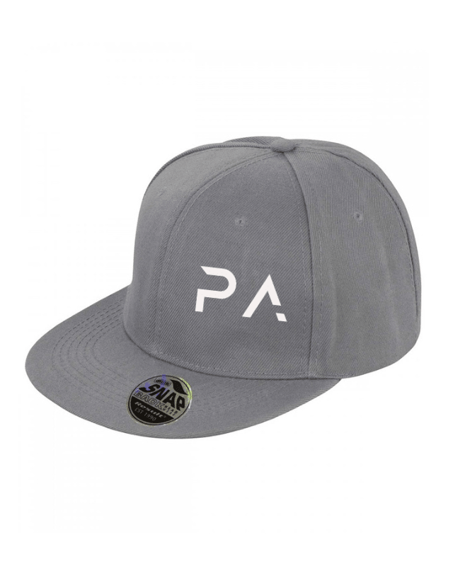PRO - AM grey flat brim snapback cap - WHITE - Pollylop Swimwear