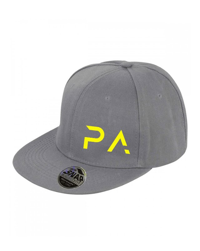 PRO - AM grey flat brim snapback cap - YELLOW - Pollylop Swimwear
