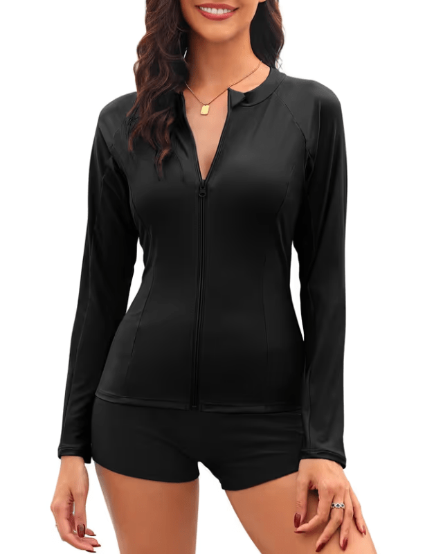 Rashguard womens black wetsuit top - XL - Pollylop Swimwear