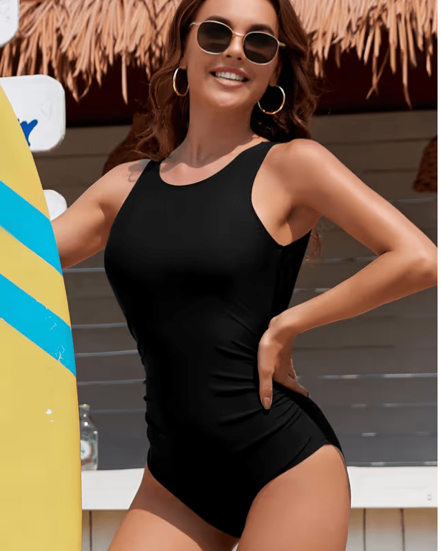 Shekini black mesh back swim-suit - Medium - Pollylop Swimwear