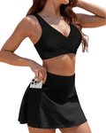 Shekini black tankini with over skirt - Large - Pollylop Swimwear