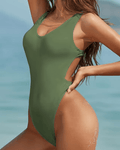 SHEKINI Olive green scoop neck swimsuit - XL - Pollylop Swimwear