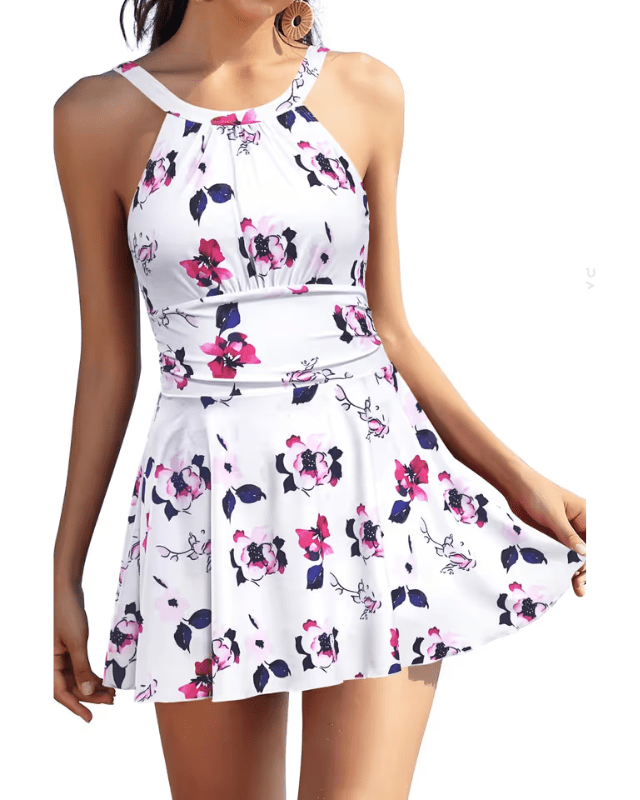 SHEKINI white floral swim - dress - XL - Pollylop Swimwear