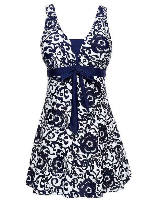 Sixyotie blue floral swimdress - Medium - Pollylop Swimwear