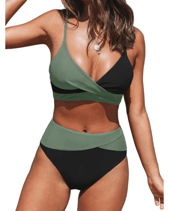 Twist front high waist bikini - Pollylop Swimwear