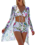 XUMPLO white 3 piece boy - short bikini set - Pollylop Swimwear